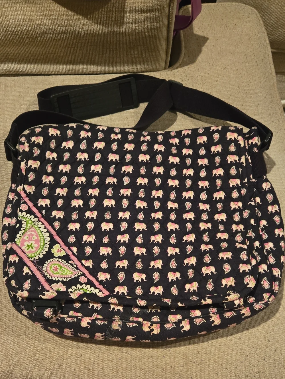 Vera Bradley Pink Elephants Messenger Bag